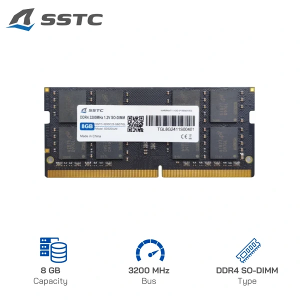 Ram Laptop SSTC 8GB DDR4 SO-DIMM 3200MHz-1.2V (Thương hiệu Mỹ)