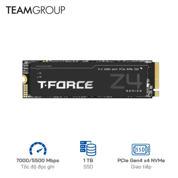 Ổ cứng SSD TeamGroup 1TB Z44A7Q M.2 PCIe 4.0 NVMe Gen4x4 - Tốc độ đọc 7,000/ ghi 5,500 MB/s