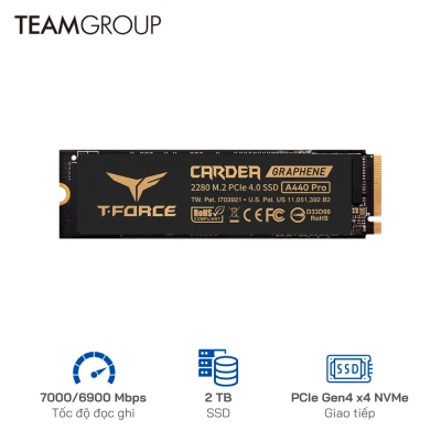 Ổ cứng SSD TeamGroup 2TB CARDEA A440 PCIe Gen4 x4 tốc độ 7,000/6,900 MB/s
