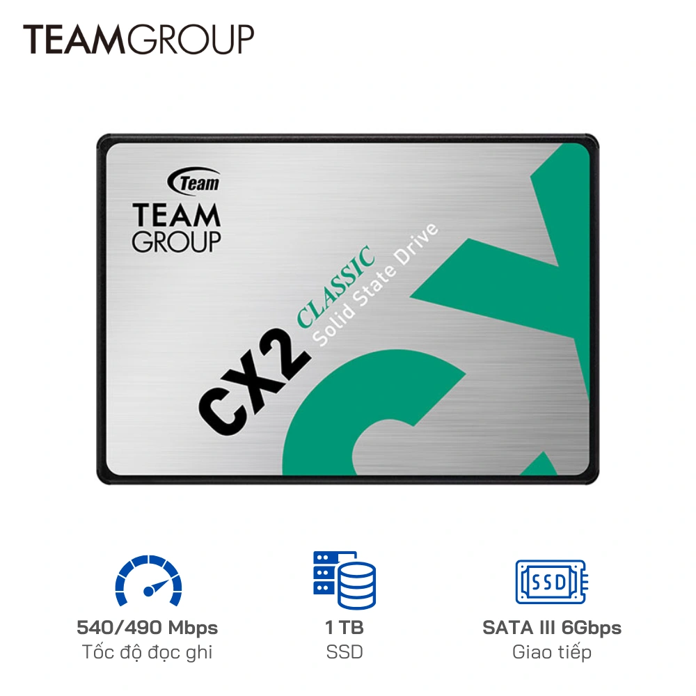 Ổ cứng SSD TeamGroup CX2 1TB 2.5 inch SATA III - Tốc độ 540/ 490MB/s