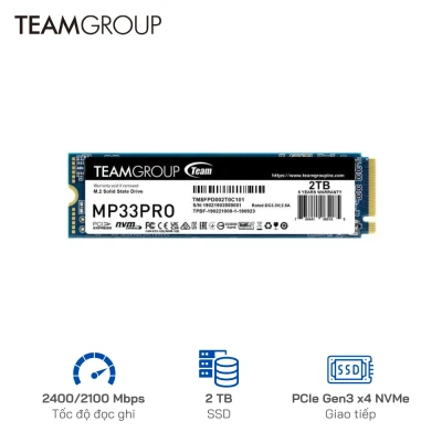 Ổ cứng SSD TeamGroup 2TB MP33 Pro PCIe Gen3 x 4 (2400 MB/s - 2100 MB/s)
