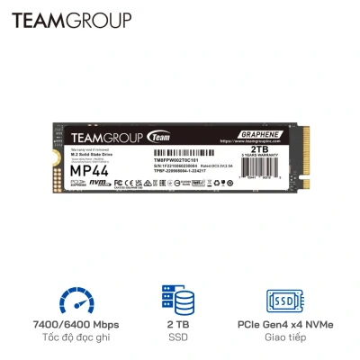 Ổ cứng SSD TeamGroup 2TB MP44 PCIe Gen4 x 4 NVME - Tốc độ 7000/6400 MB