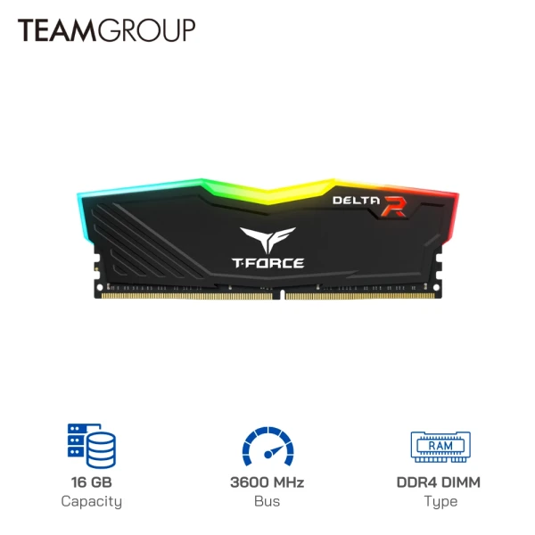 Ram desktop TeamGroup T-Force Delta RGB 16GB DDR4 3600MHz Black/White
