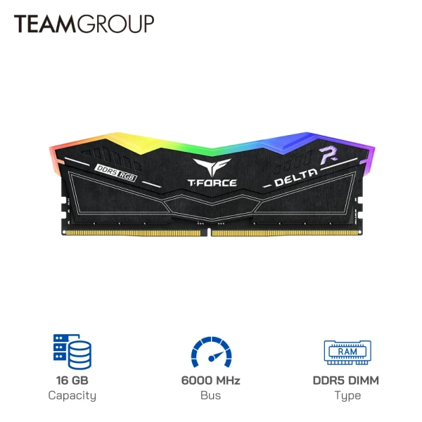 Ram Desktop TeamGroup T-Force Delta RGB 16GB DDR5 6000MHz Black