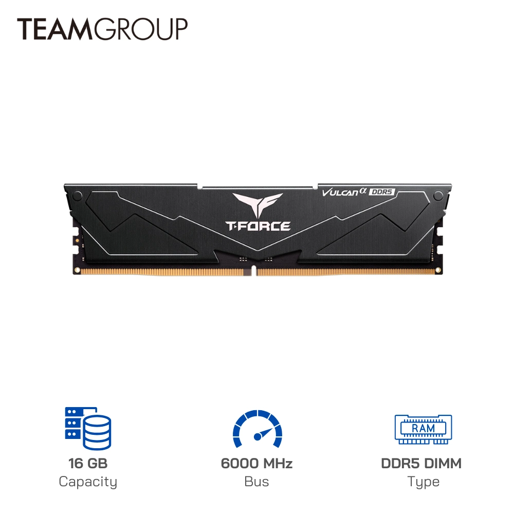 Ram Desktop TeamGroup T-Force Vulcan 16GB DDR5 6000Mhz Black