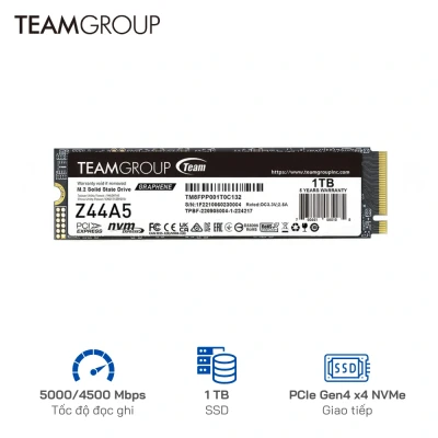 Ổ cứng SSD TeamGroup 1TB Z44A5 PCIe Gen4 x 4 NVME - Tốc độ 5000/4500 MB/s
