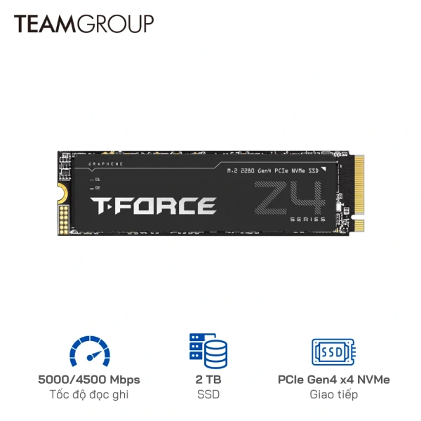 Ổ cứng SSD TeamGroup 2TB Z44A5  PCIe Gen4 x 4 NVME - Tốc độ 5000/4500 MB