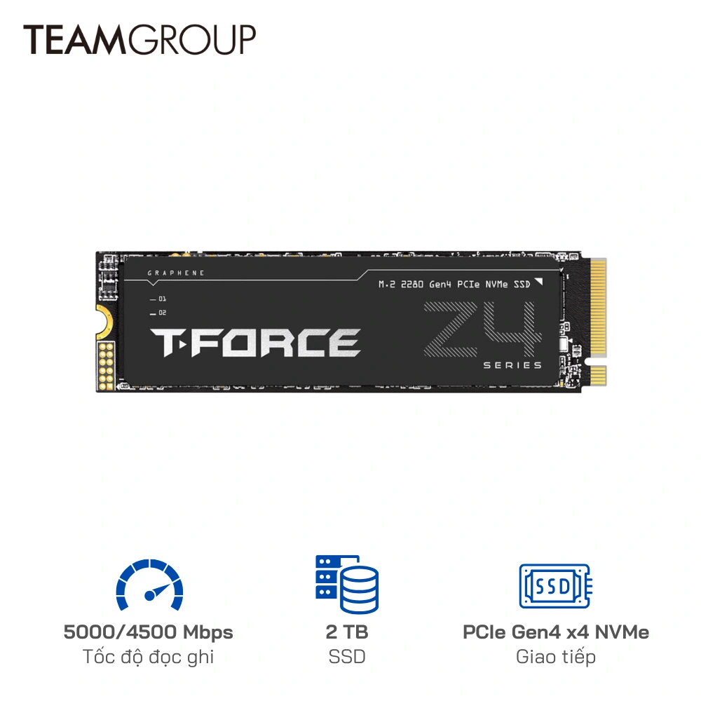 Ổ cứng SSD TeamGroup 2TB Z44A5  PCIe Gen4 x 4 NVME - Tốc độ 5000/4500 MB