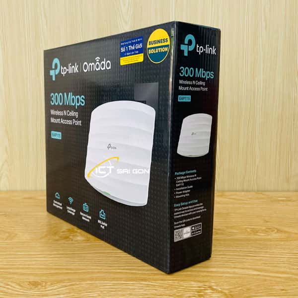 Bộ phát wifi TP-Link EAP115 (Access Point Wi-Fi Gắn Trần Chuẩn N Tốc Độ 300Mbps)