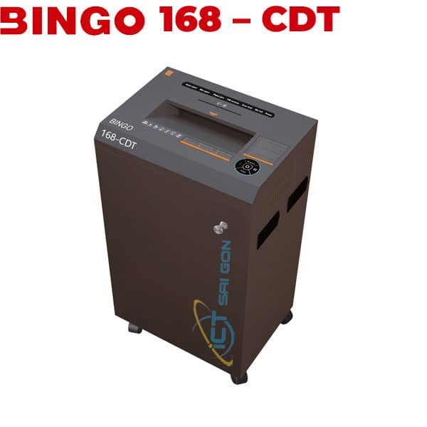 Máy hủy tài liệu Bingo 168 CDT, hủy vụn 18-20 Tờ/Lần, hủy công nghiệp liên tục 25-50 phút, Tốc độ cắt: 3m / phút