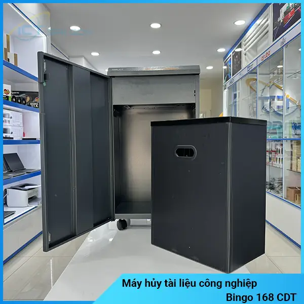 Máy hủy tài liệu Bingo 168 CDT, hủy vụn 18-20 Tờ/Lần, hủy công nghiệp liên tục 25-50 phút, Tốc độ cắt: 3m / phút