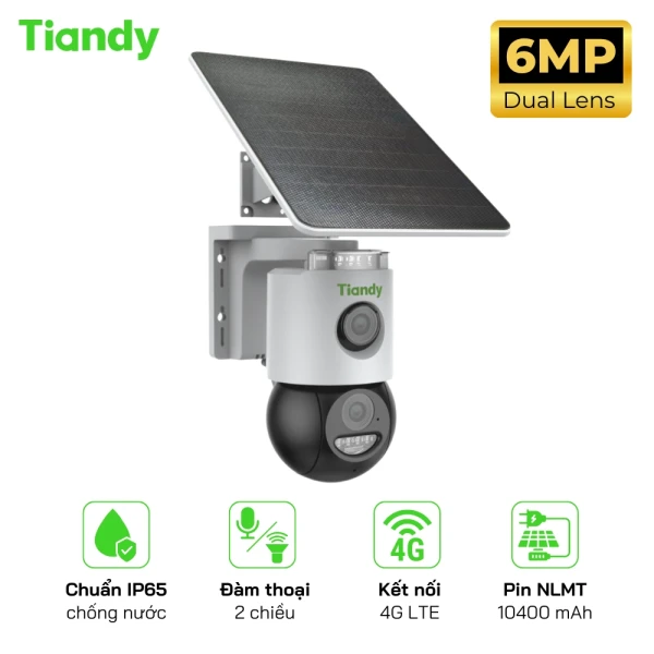 Camera 4G Tiandy TC-H363U - Ghi hình 2K/Pin NLMT/Quay 360/Đàm thoại 2 chiều