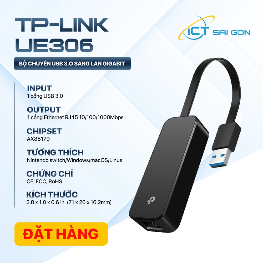 TP-Link UE306 | Bộ chuyển đổi USB 3.0 sang LAN RJ45 Gigabit