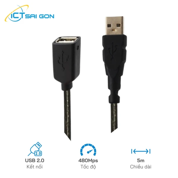 Cáp nối dài USB 2.0 dài 5m Unitek Y-C418