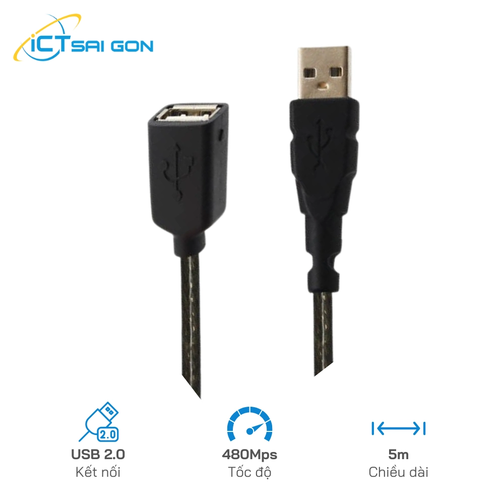 Cáp nối dài USB 2.0 dài 5m Unitek Y-C418