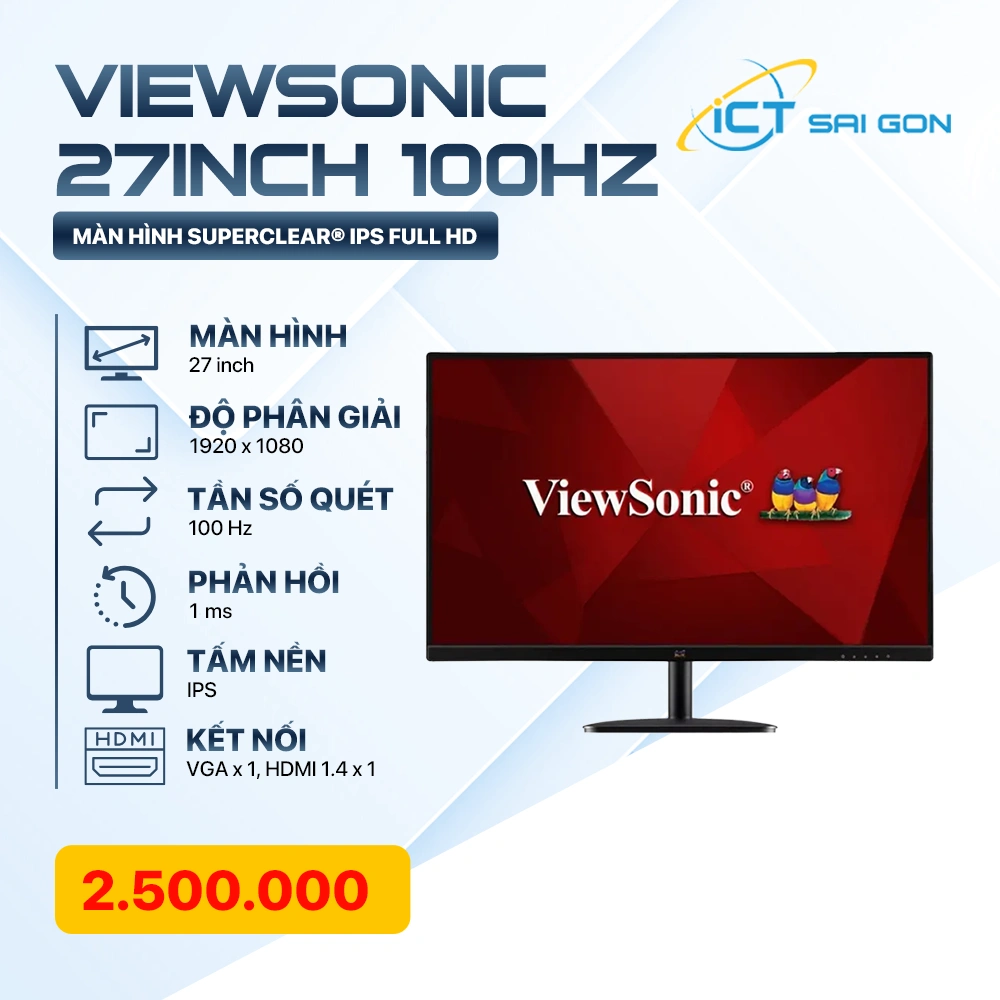 Màn hình Full HD ViewSonic VA2732-H 27inch 100Hz 1ms