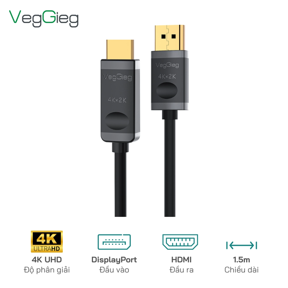 Cáp Chuyển Đổi DP Sang HDMI Độ phân giải 4K V-Z604