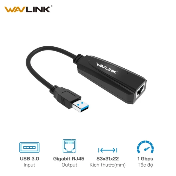 Cáp USB  to Lan WAVLINK WS-NWU 326G 3.0 1G