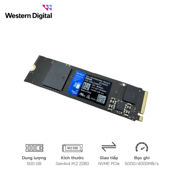 Ổ SSD Western Digital Blue SN5000 WDS500G4B0E 500GB (NVMe PCIe/ Gen4x4 M2.2280/ 5000MB/s/ 4000MB/s)