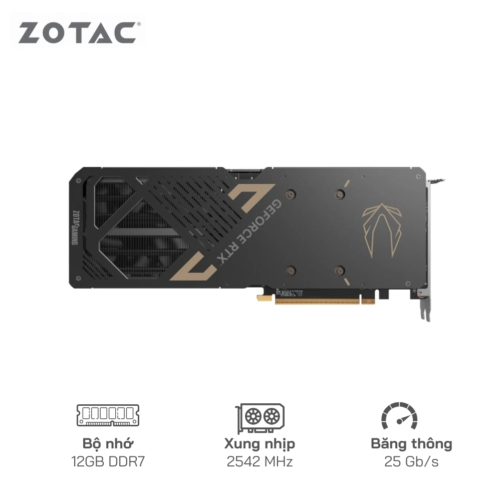 Card Màn Hình ZOTAC Gaming GeForce RTX 5070 Solid OC 12GB 192Bit - Cổng xuất hình: HDMI/DisplayPort, 3 quạt