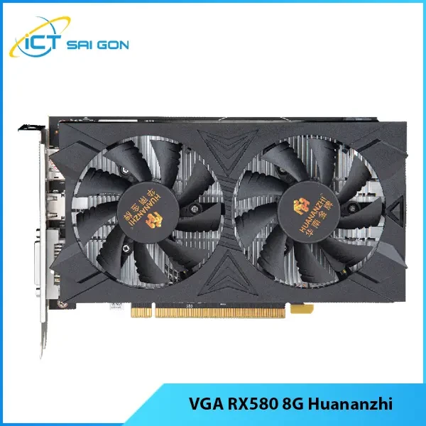 VGA Huananzhi RX580 8G GDDR5 256Bit - cổng kết nối: HDMI x1, DVI x1, DisplayPort x1