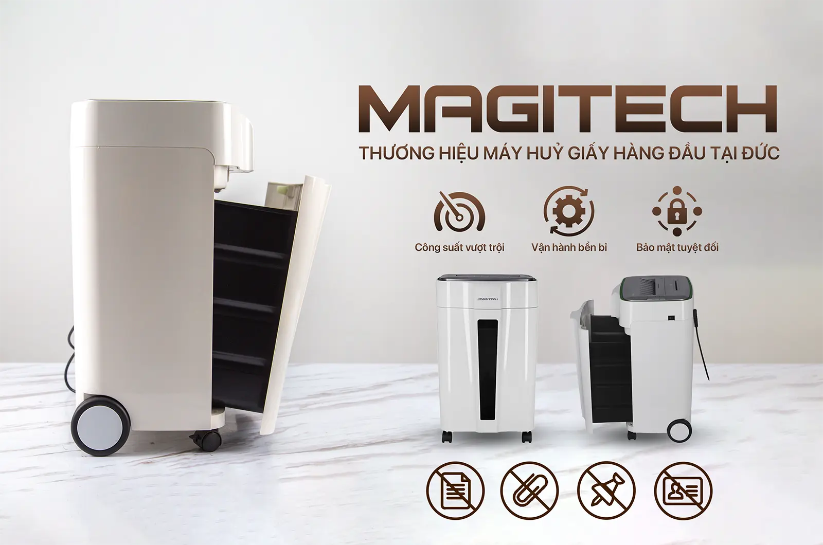 Máy hủy tài liệu Magitech Hủy nhanh, hủy sạch, hủy tiện lợi.