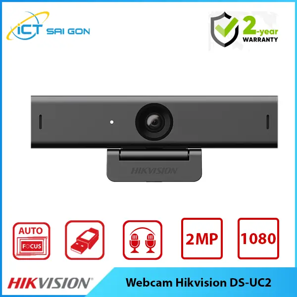 Webcam Hikvision DS-UC2 2MP FHD, Tích hợp 2 Mic, thu âm đa hướng, chống ồn thông minh, chuyên hội nghị, doanh nghiệp